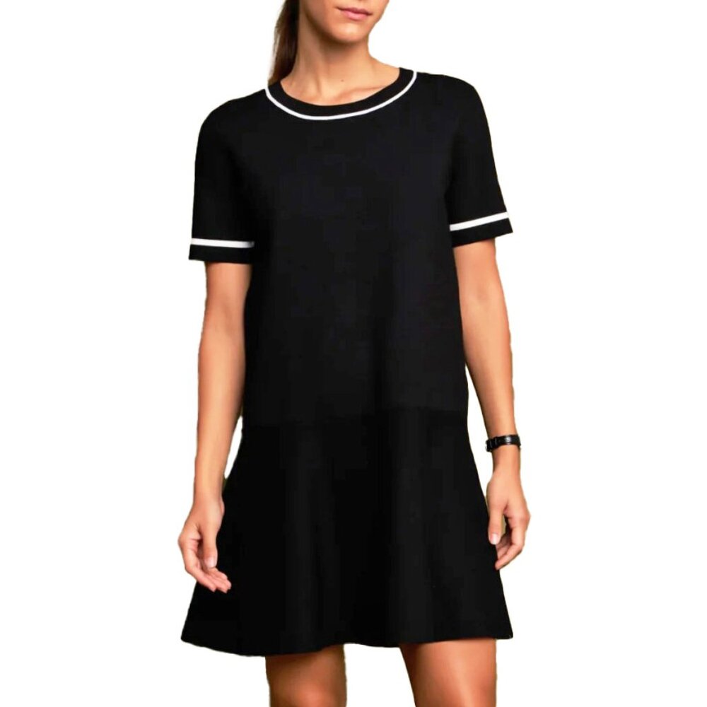 New English Factory Contrast Mini Sweater Dress Black White XS $120 - Picture 1 of 7